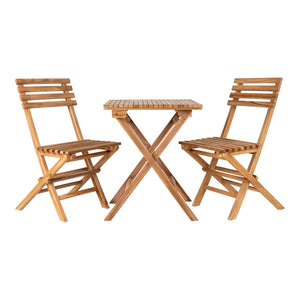 Ensemble Cuenca Café en teck naturel avec deux chaises et une table