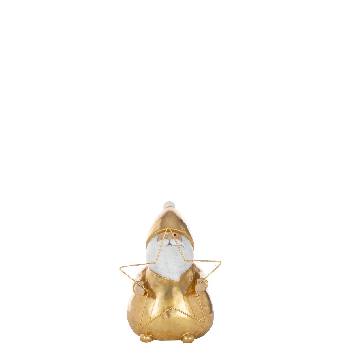 Étoile LED Santa en polyresine dorée, mise en scène décorative