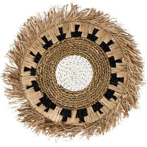 Lot de 2, 4 ou 6 sets de table en raphia avec franges