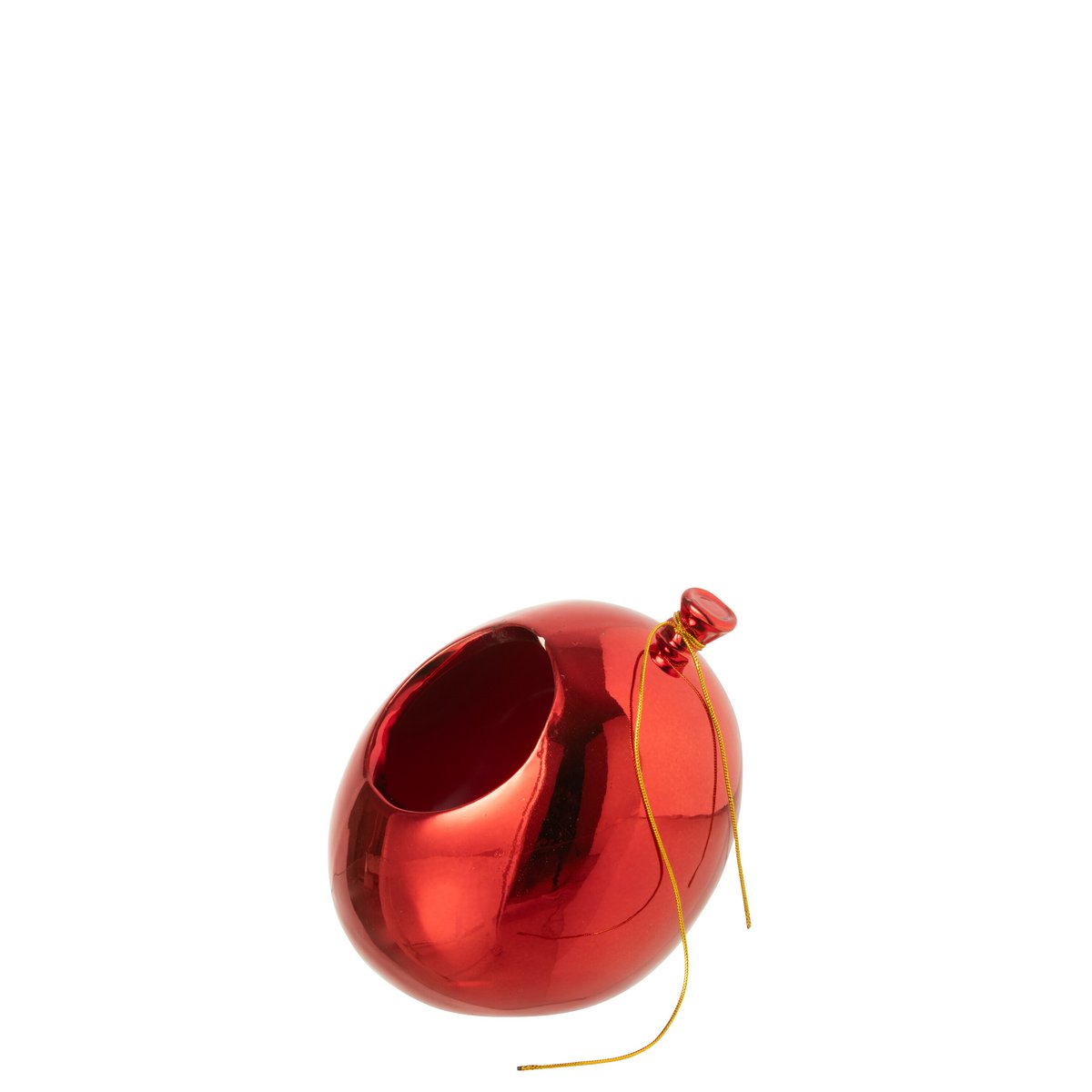 Pot de fleur J-Line Balloon en céramique rouge, vue de face