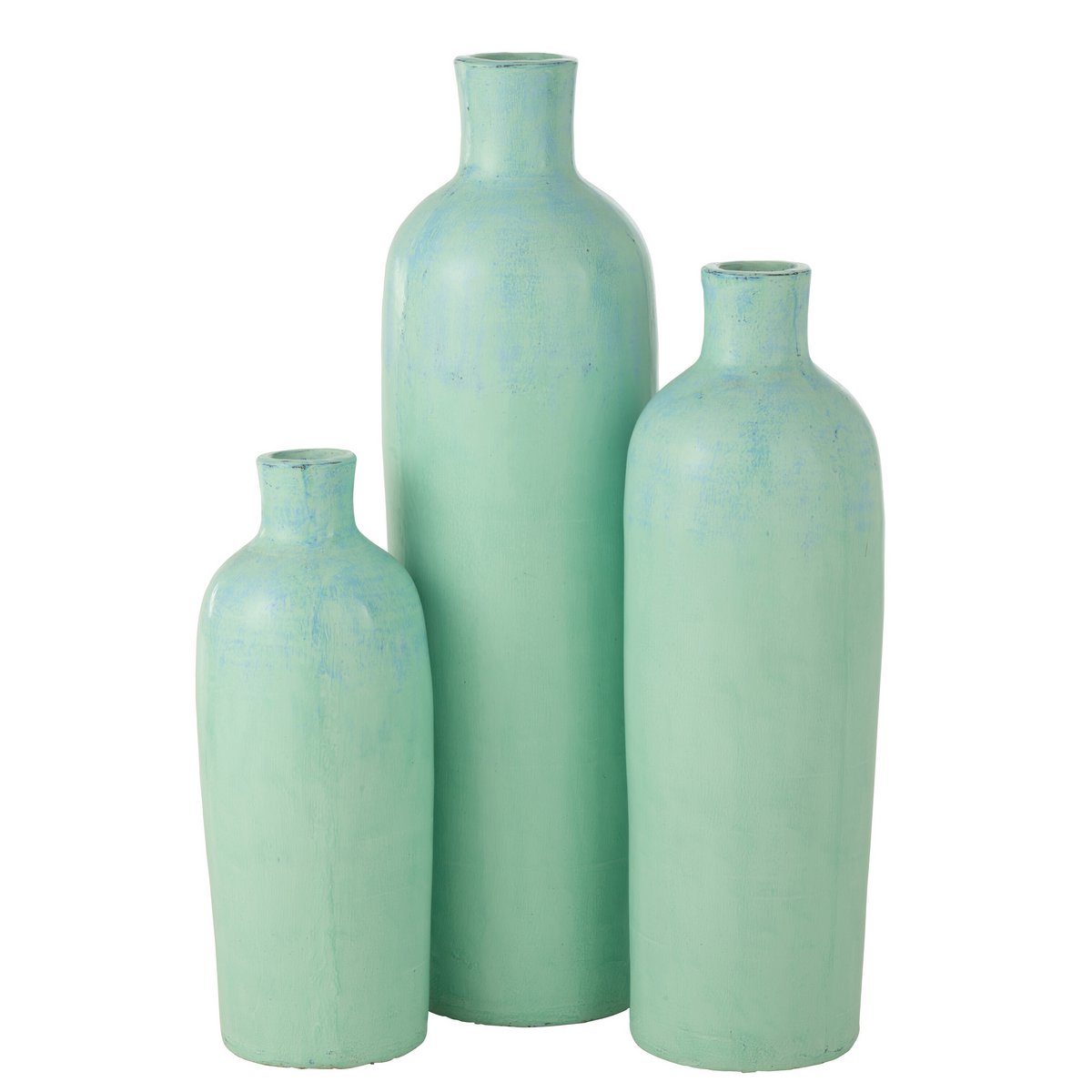 Vase Justine en terre cuite bleu, vue de face avec détails texturés