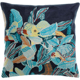 Coussin brodé Dori Marine 45x45 cm, motif aquatique élégant en coton