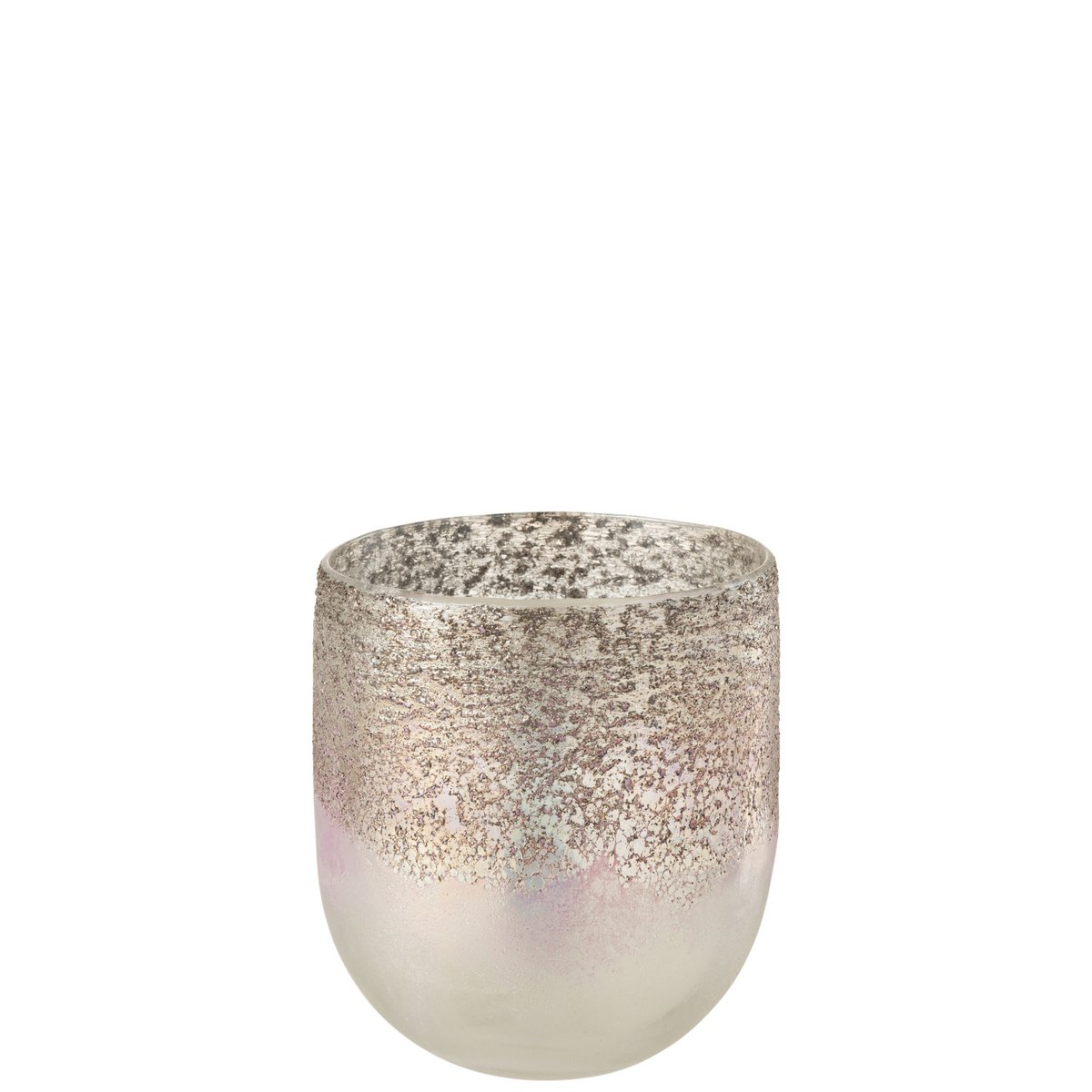 Lanterne J-Line Milano en verre, vue de face avec détails gris et rose