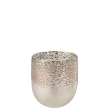 Lanterne J-Line Milano en verre, vue de face avec détails gris et rose