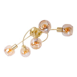 Le plafonnier / plafond "en laiton" Libby ", lampe au plafond classique en métal de couleur en laiton et en verre teinté en ambre, avec socket E14, pour salle à manger, salon, couloir ou bureau, 65,5 cm de long