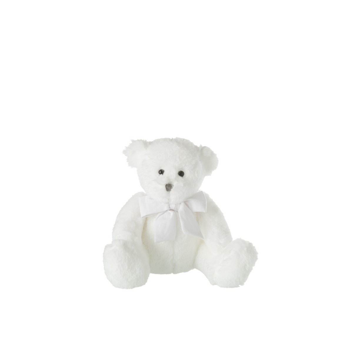 Ours en peluche blanc J-Line avec noeud élégant, idéal pour décoration intérieure
