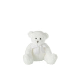 Ours en peluche blanc J-Line avec noeud élégant, idéal pour décoration intérieure