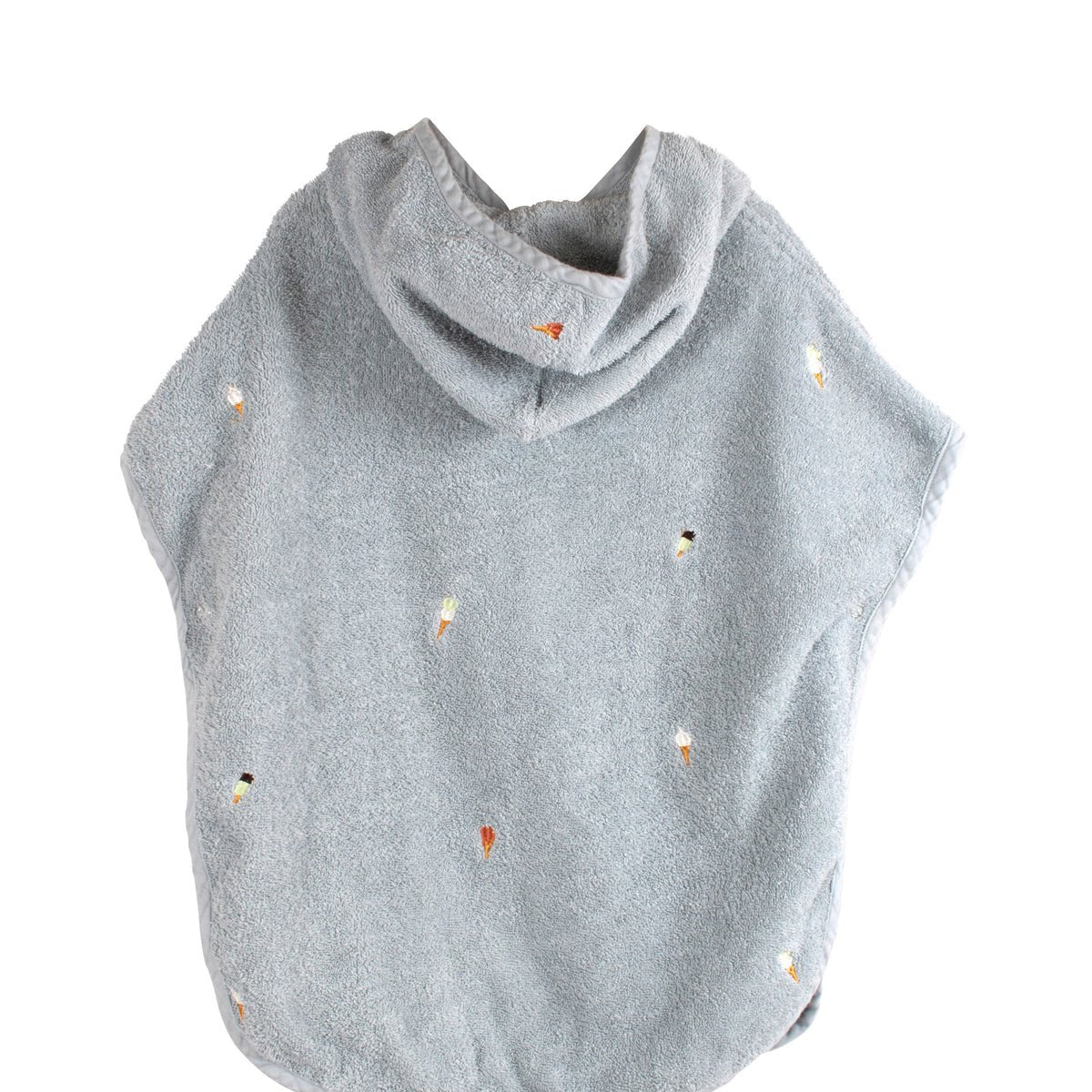 Poncho de plage brodé GOTS - Bleu Perle