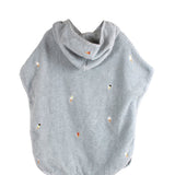 Poncho de plage brodé GOTS - Bleu Perle