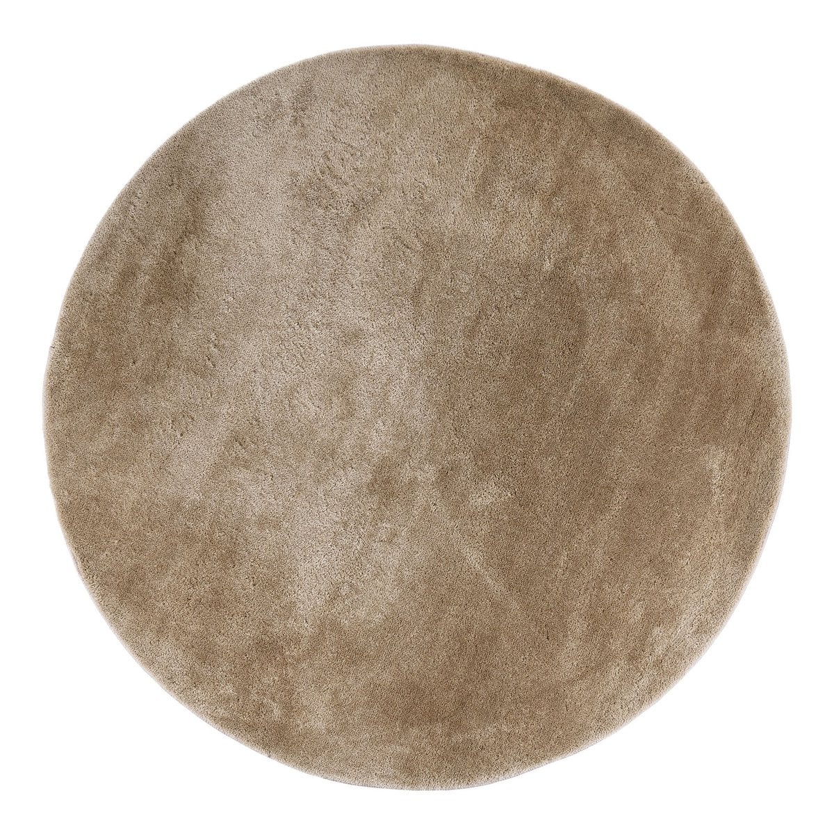Tapis Miami Sable rond en polyester, vue d'ensemble dans un salon moderne