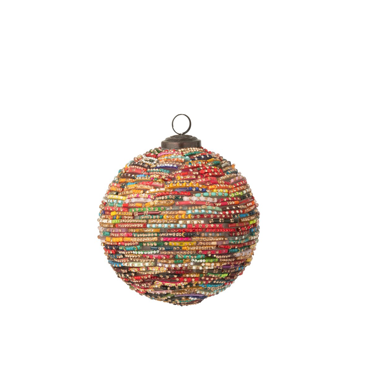 Perles boule de Noël J-Line en verre rouge et or, 12 cm de diamètre