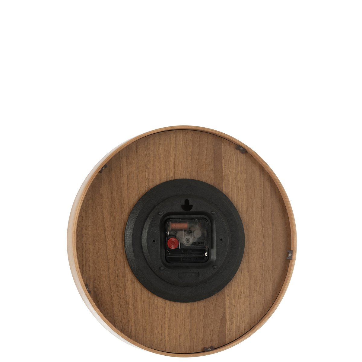 Détail de l'horloge J-Line, finition en bois naturel foncé