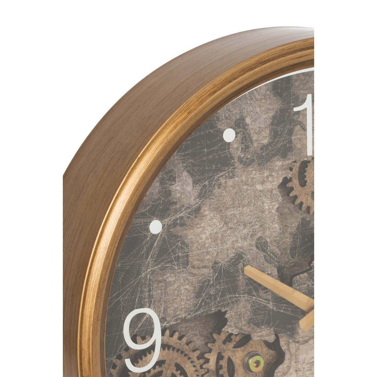 Détail du cadran de l'horloge J-Line, finition dorée