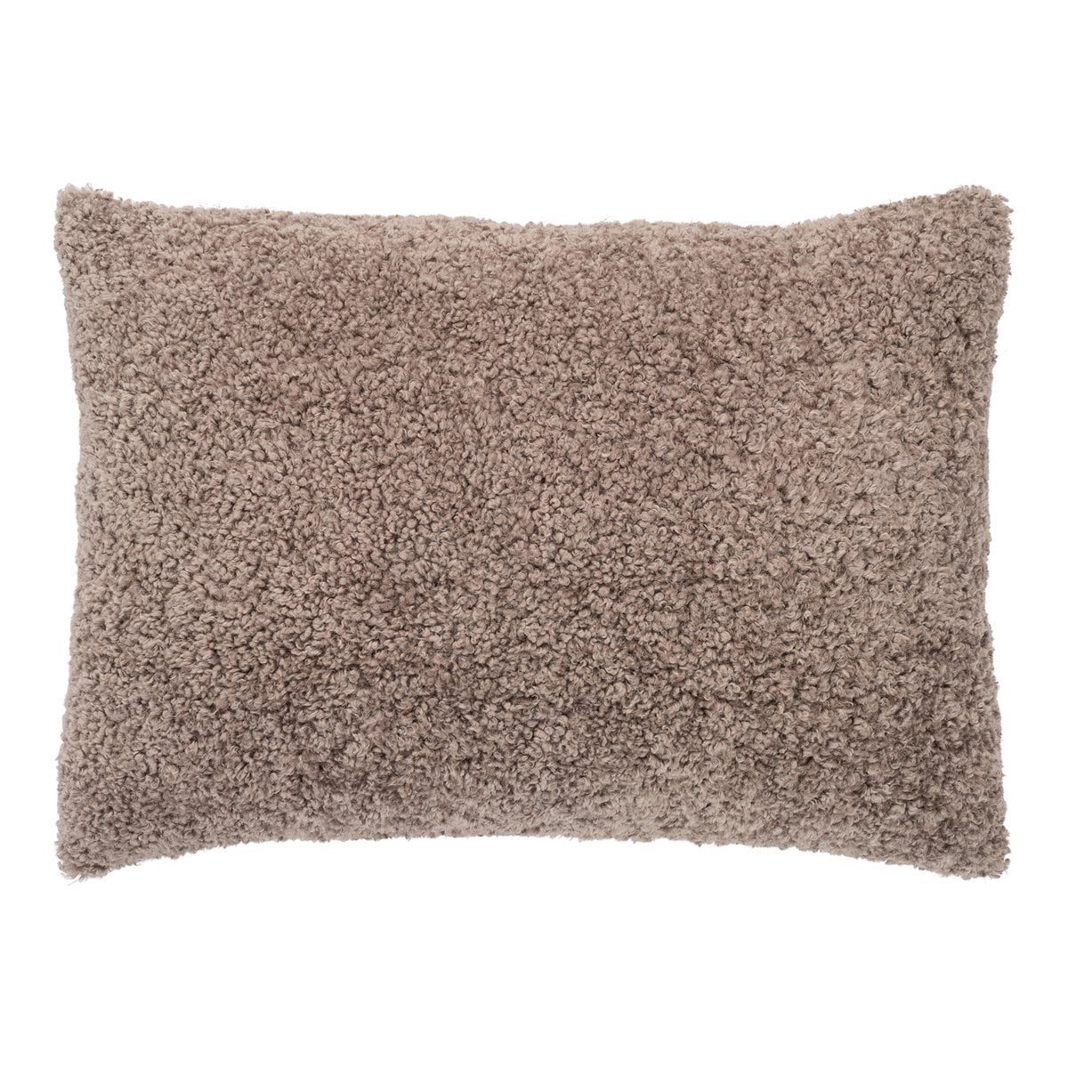 Coussin Tavira marron avec texture bouclée, vue de face