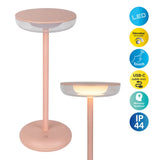 «Pasi» de tablette sans fil pour l'extérieur et à l'intérieur, en métal et en plastique en rose, dimmable, avec une fonction tactile et mémoire, environ. 26 cm de haut