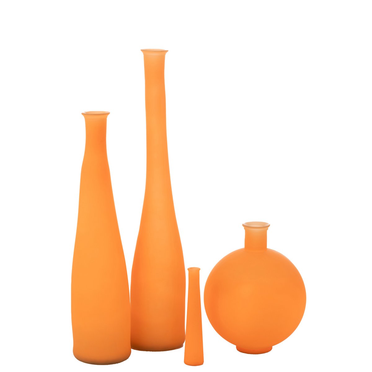 Vase Bouteille en Verre Orange - Vue avant avec lumière naturelle