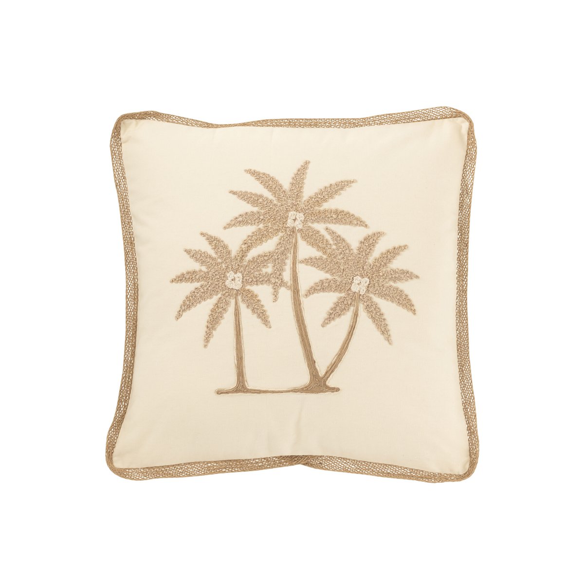 Coussin carré Palmiers J-Line avec des plantes d'intérieur