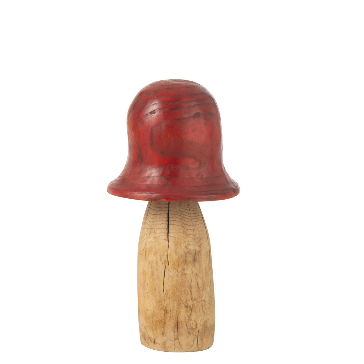 Champignon Cloche J-Line Rouge/Naturel - Vue latérale montrant la forme vintage