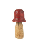 Champignon Cloche J-Line Rouge/Naturel - Vue latérale montrant la forme vintage