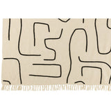 Plaid J-Line Rayures/Nœuds en coton blanc et noir, vue d'ensemble