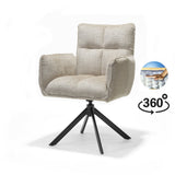 Fauteuil Nova Tissu Cremona %2302 Ecru - Structure rotative 360 noir A360