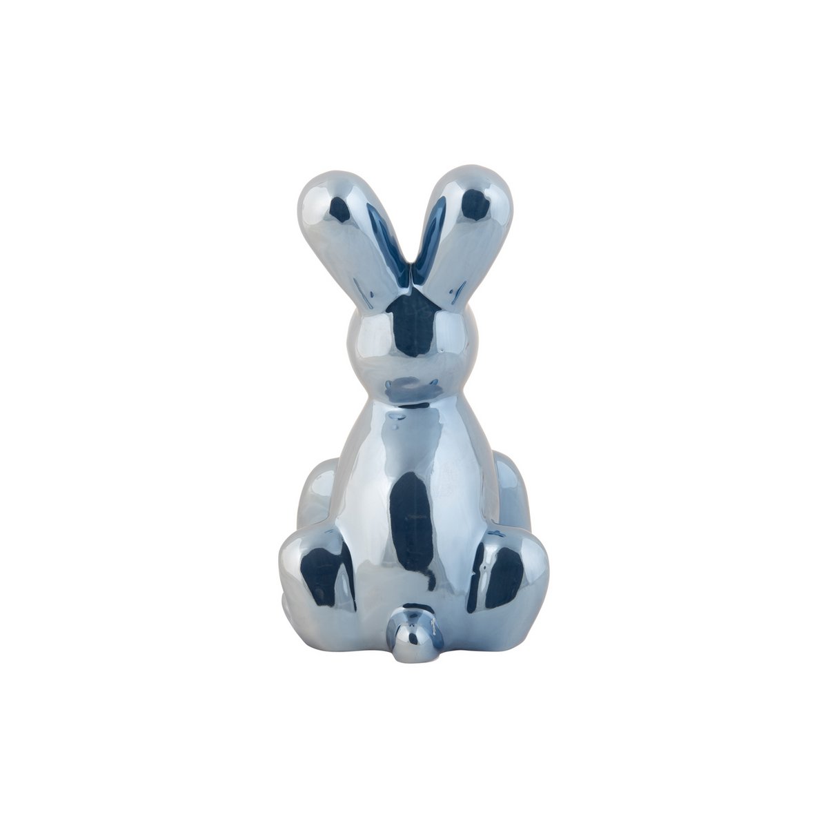 Statue Ballon Lapin Bleu en céramique en gros plan