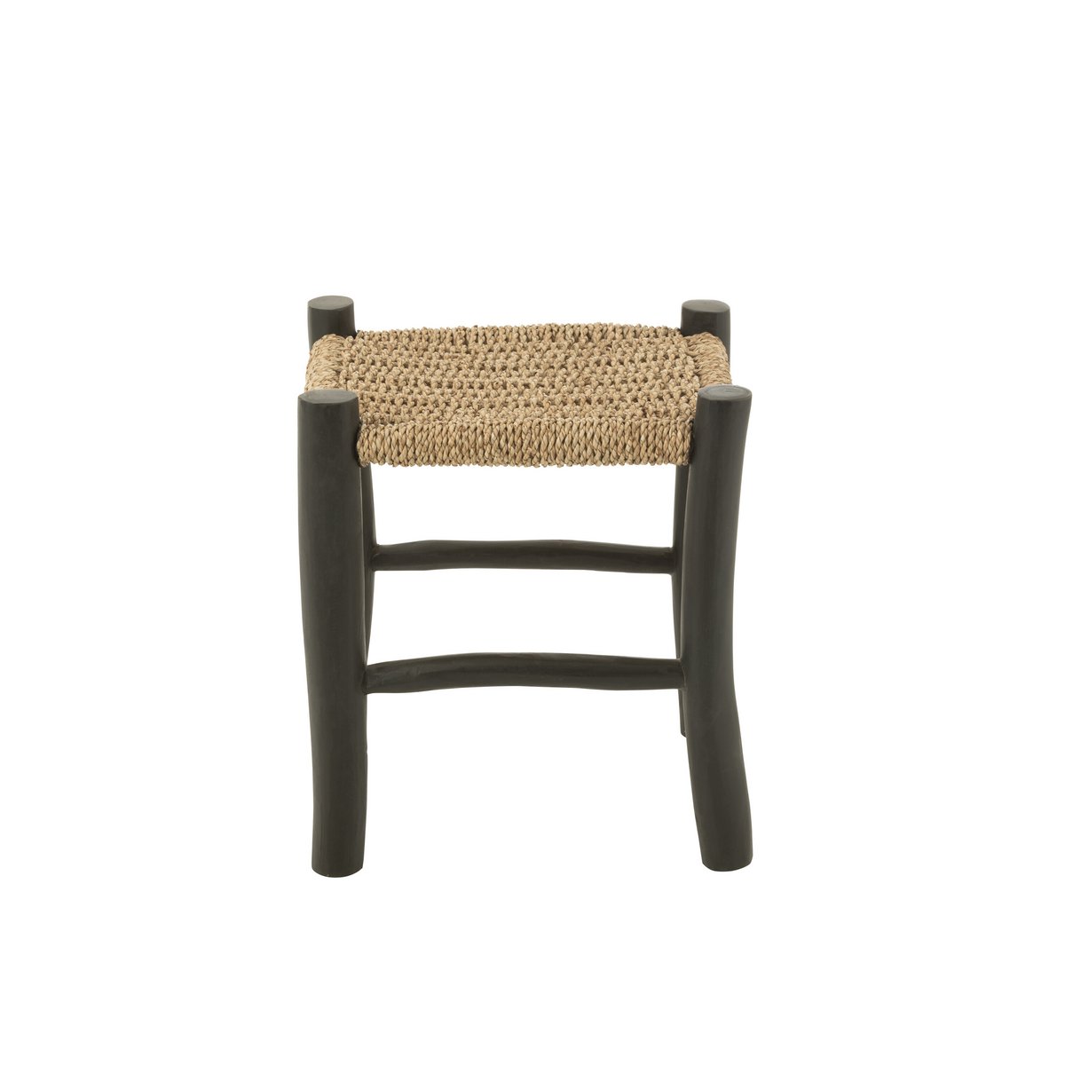 Détail du pouf carré J-Line en bois de teck, finition naturelle
