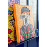 Vue d'ensemble de la décoration murale Dog Pop Art dans un intérieur élégant