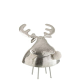 Figure de cerf en métal et textile argent et blanc, vue de face