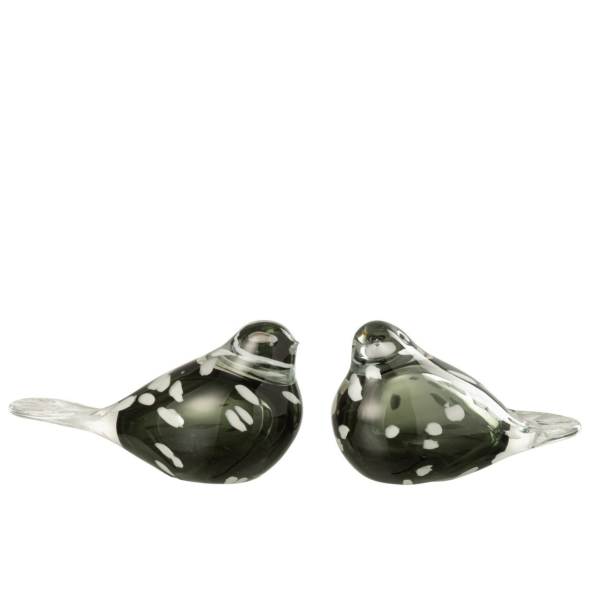 Oiseau en verre J-Line blanc et noir, décoration moderne pour salon