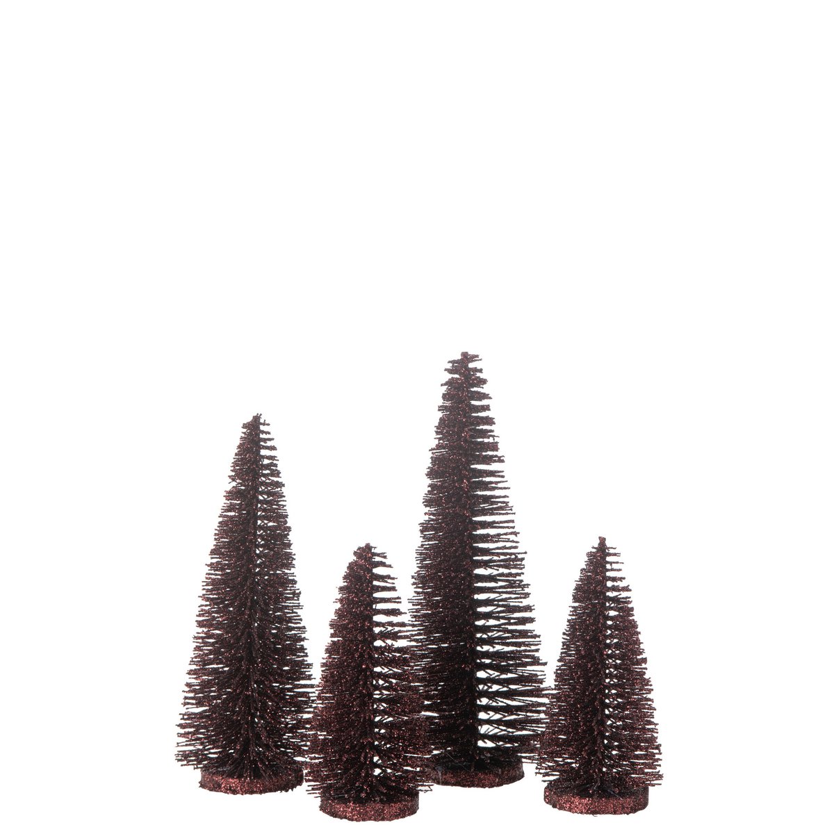 J-Line Décoration de Noël Glitter Bordeaux - Sapin décoratif en plastique
