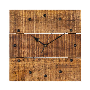 HOLZHR Mur Horloge 30x30cm salon en bois Square en silence en bois de mangue massif