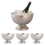 Bouteille refroidisseur à vin refroidisseur à 4 parties Métal Ø 29 cm Champagne refroidisseur Round Silver Gol Ice Skyhears Champagne