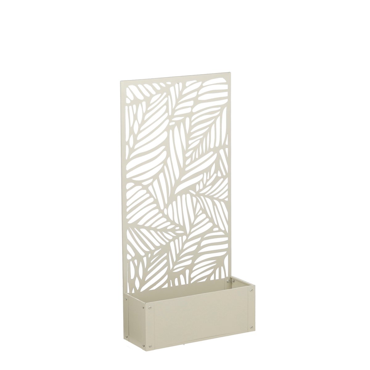 Support pour plantes extérieur Sapri en fer blanc cassé avec motif de feuilles