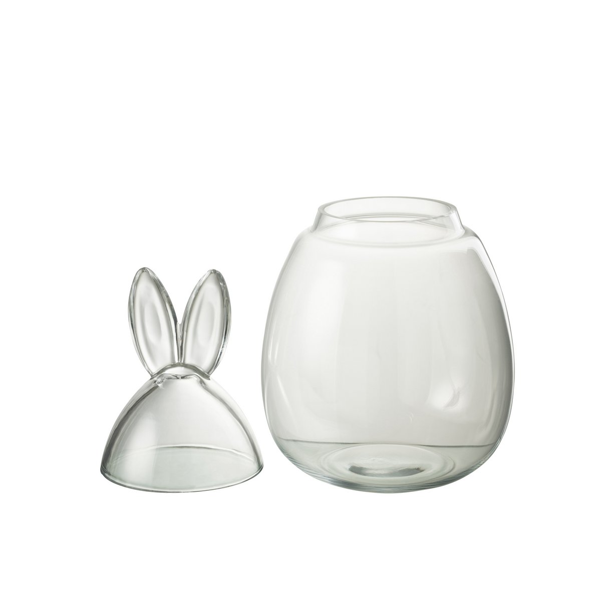 Pot de conservation J-Line Lapin en verre transparent, vue de face
