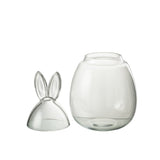 Pot de conservation J-Line Lapin en verre transparent, vue de face