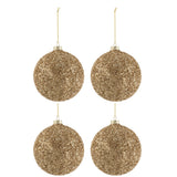 Boules de Noël en verre doré pailleté de J-Line, détail de la texture