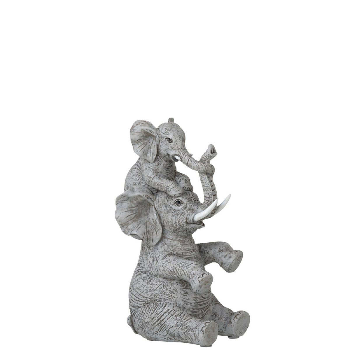 Figurine Élégante Éléphant Enfant en polyresine grise avec détails raffinés