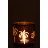 Lanterne J-Line Palmier en verre marron, vue de côté