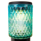 Brochettes décoratives solaires "Mila" 2 set, Ø 8,3 cm, 25 cm de haut, métal noir, verre lourd et structuré en rouge / jaune et en bleu / vert, LED intégré, blanc chaud