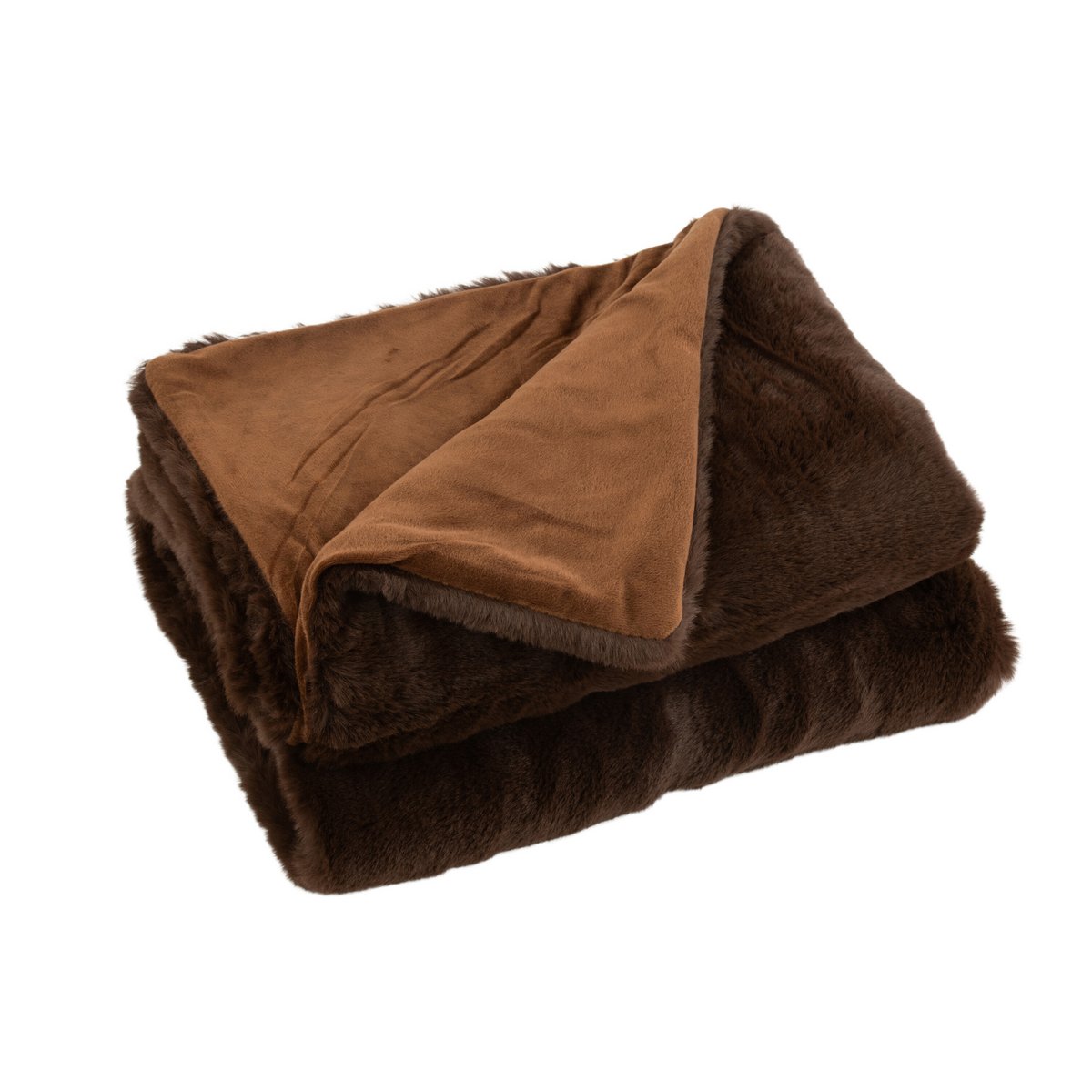 Plaid Cutie en polyester marron foncé sur canapé
