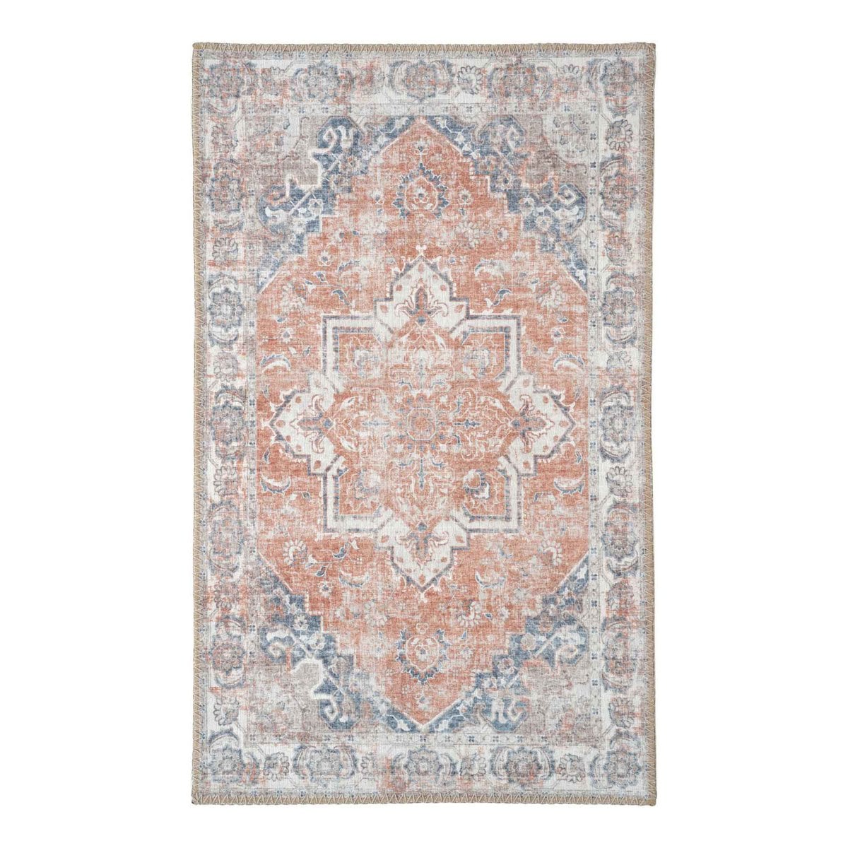 Paillasson Havana bleu et orange en polyester chenille, dimensions 50x80 cm