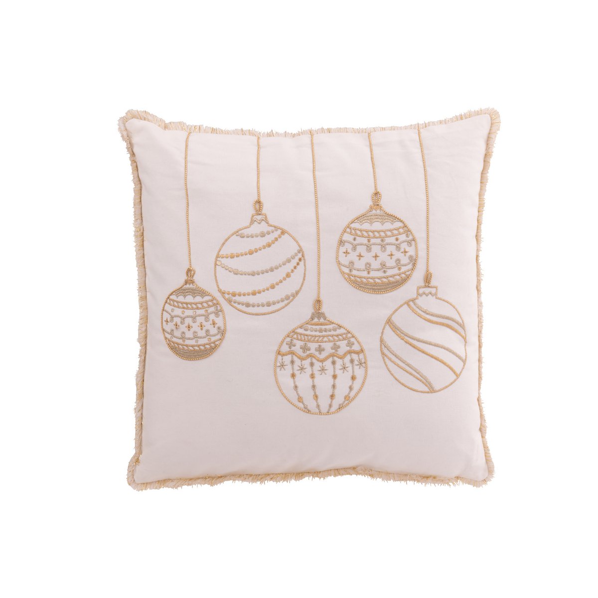 Coussin sapin de Noël J-Line sur un canapé moderne, ambiance chaleureuse