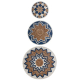 Décoration murale J-Line Branche de bananier - roseau - bleu foncé - lot de 3
