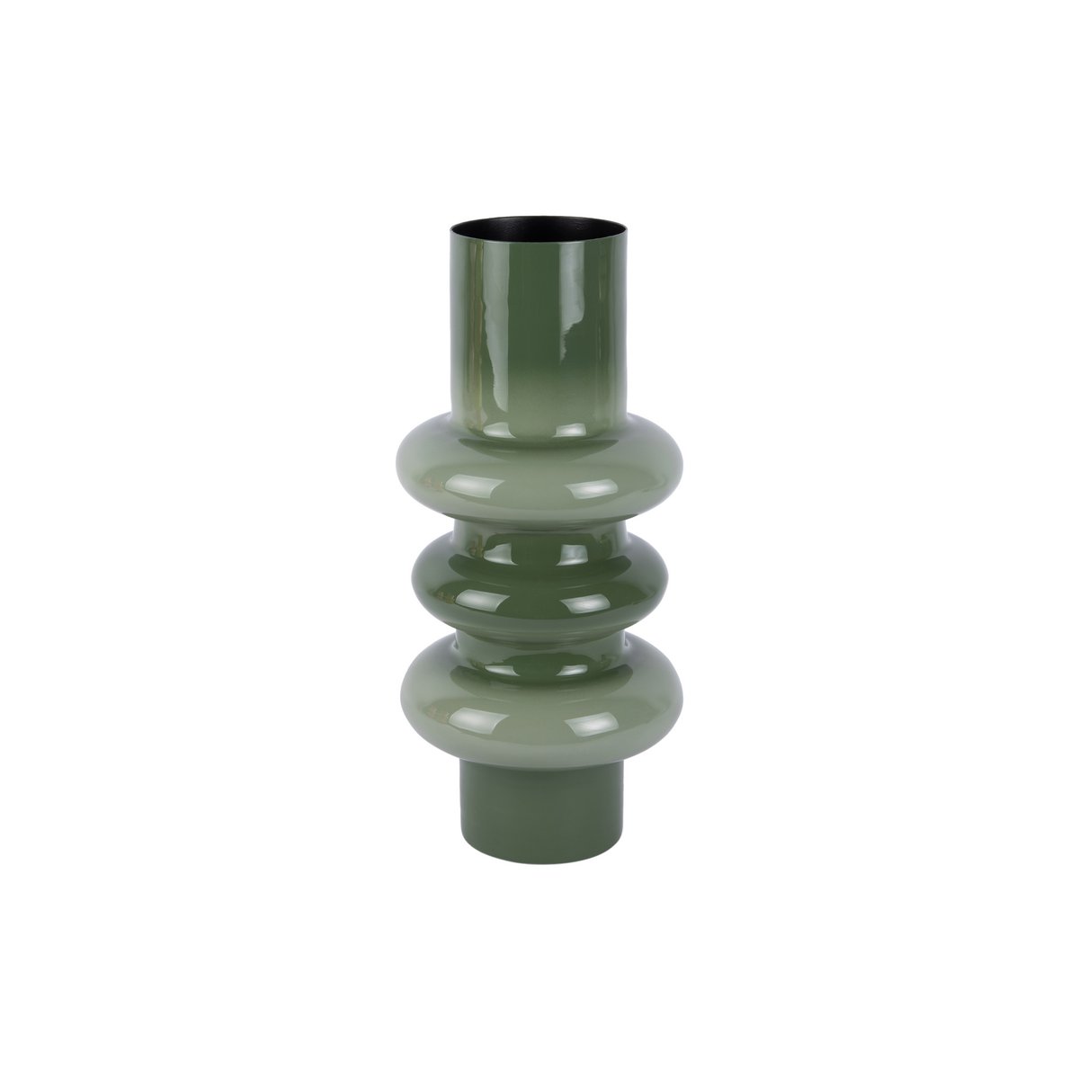 Vase Grato Moyen en fer vert, vue de face avec détails de texture