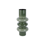 Vase Grato Moyen en fer vert, vue de face avec détails de texture