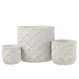 Pot de fleurs J-Line en ciment blanc, vue de face avec design moderne