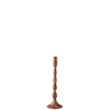 Bougeoir Sha en métal cuivre, vue de face avec lumière douce