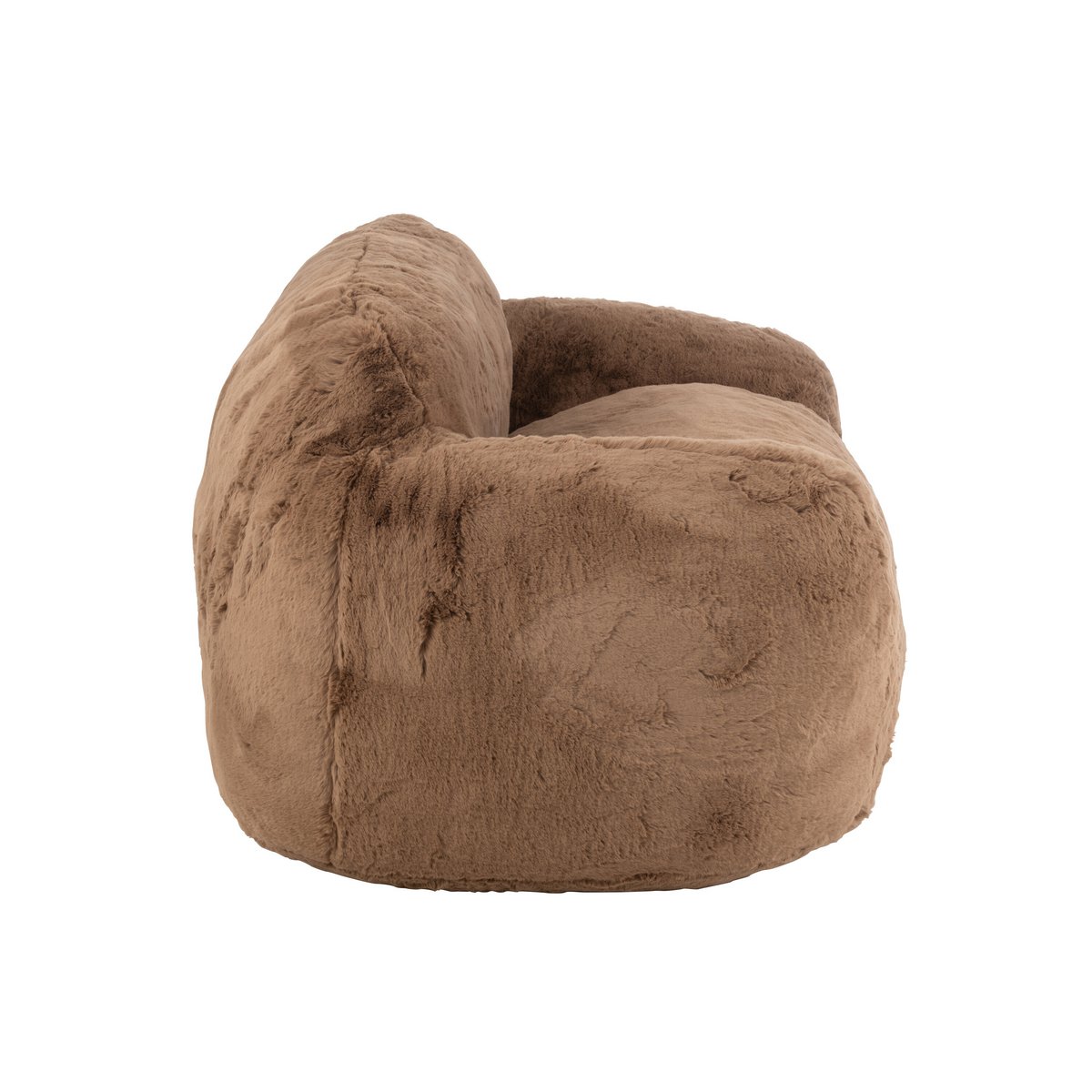 Vue latérale du canapé Cutie en polyester taupe