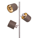 Lampe debout "Maron" en métal-satin-matt avec parasols en tissu en marron, avec une douille E14, pour salle à manger, salon, couloir ou bureau, lampe pour le salon, la salle à manger, le couloir et le bureau, la lampe debout à l'intérieur de 153 cm d